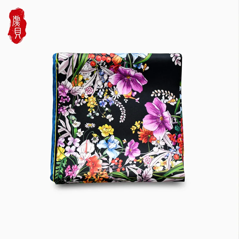 Женский саржевый шарф из натурального шелка элегантный мягкий квадратный