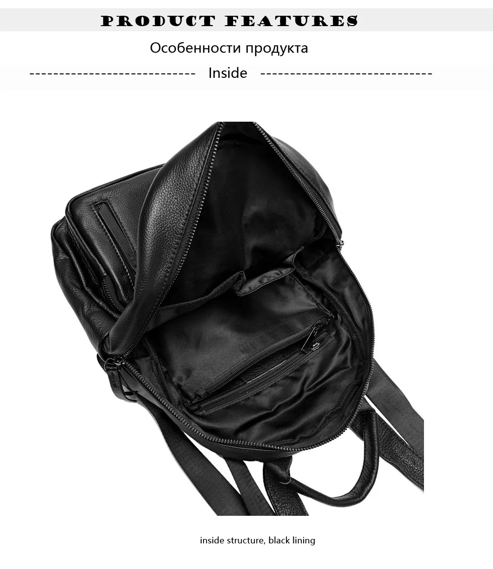 AODUX IItalian женские рюкзаки из натуральной телячьей кожи черного цвета, женские школьные рюкзаки из воловьей кожи