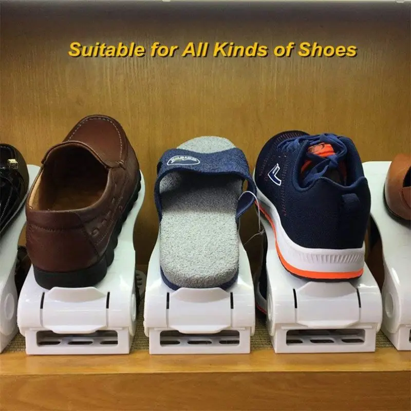 Shoe Slots Space Saver, Adjustable Shoe Slotz Organizer, Shoe Holders for Sandals Heels Casual Shoes Sneakers, 6 Pieces Set(Whi