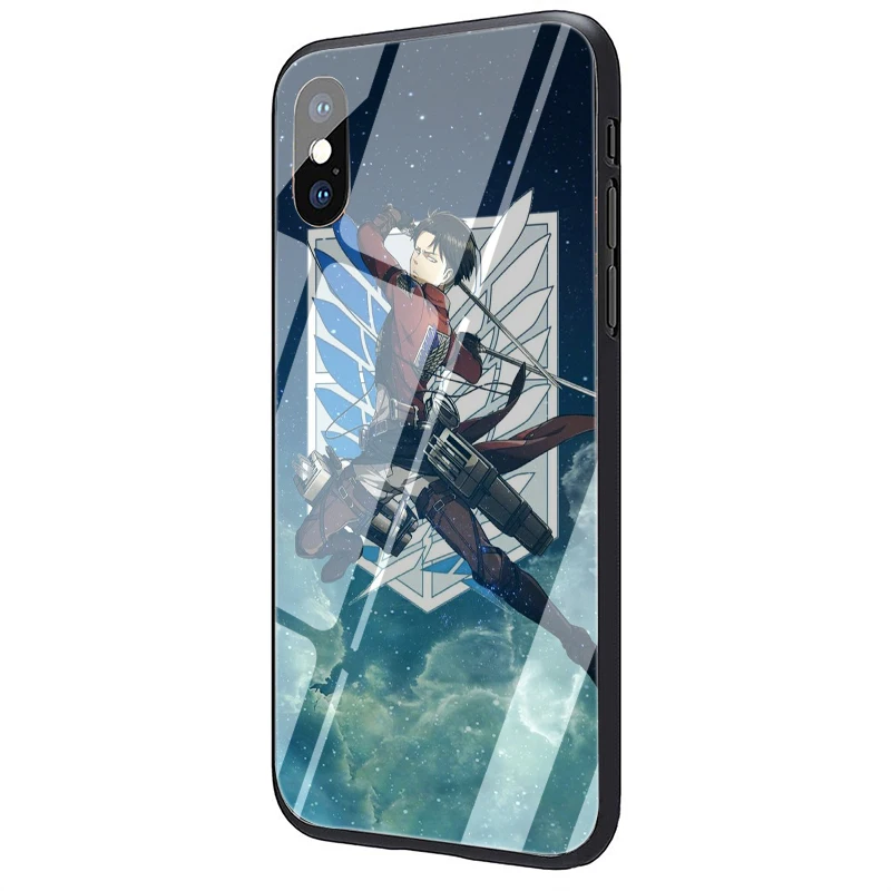 EWAU атака на Титанов аниме чехол из закаленного стекла для телефона для iphone 5 5s SE 6 6s 7 8 plus X XR XS 11 Pro Max - Цвет: G2