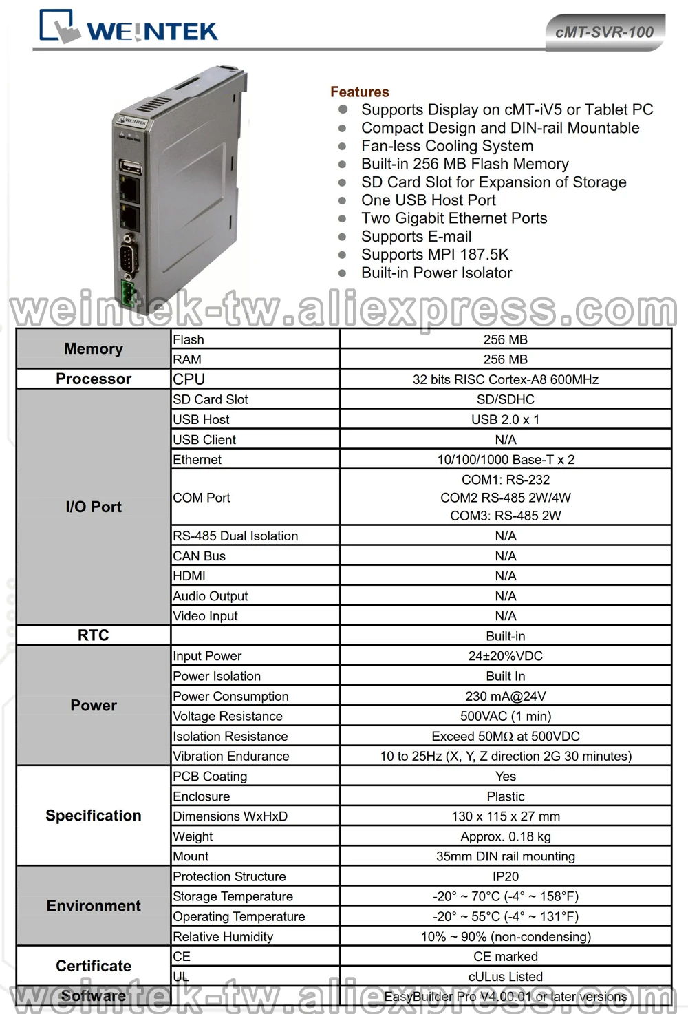 CMT-SVR-100 Weintek Clound HMI поддерживает дисплей на планшетных ПК/iPad/iPhone/Android Tablet/cMT-iV5( и