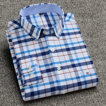 

Mens Shirt 100% Cotton Plus Size 6XL 7XL 8XL for Big Men 125kg Casual Fashion Plaids Blue Asian Size SCC200