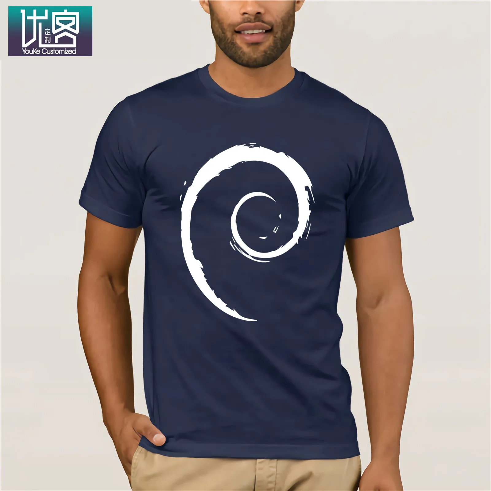 Debian белая футболка с принтом для мужчин 2017 забавная хлопковая Футболка Большой