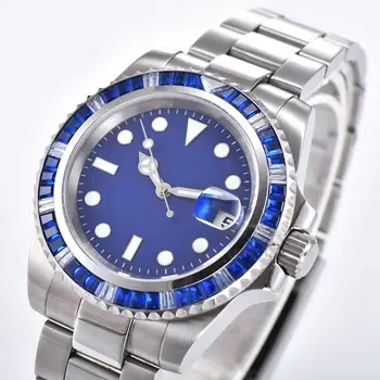 

40mm Watch Men Sapphire Crystal Glass Automatic Mechanical Watch Crystal Bezel Luminous Waterproof Men's Watch NK28