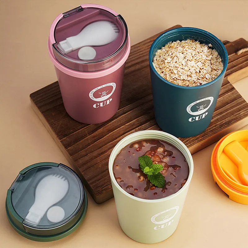 500ml Cup shape Lunch Box Portable Soup Porridge For Kids Microwave Plastic Bento Student Sealed Food Container | Дом и сад
