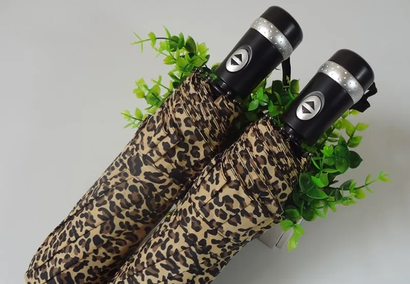 Fashion Leopard Pattern Women Rain Umbrella 10-Rib Super Windproof Anti UV Parasol Luxury Male 3 Folding Automatic Umbrella7