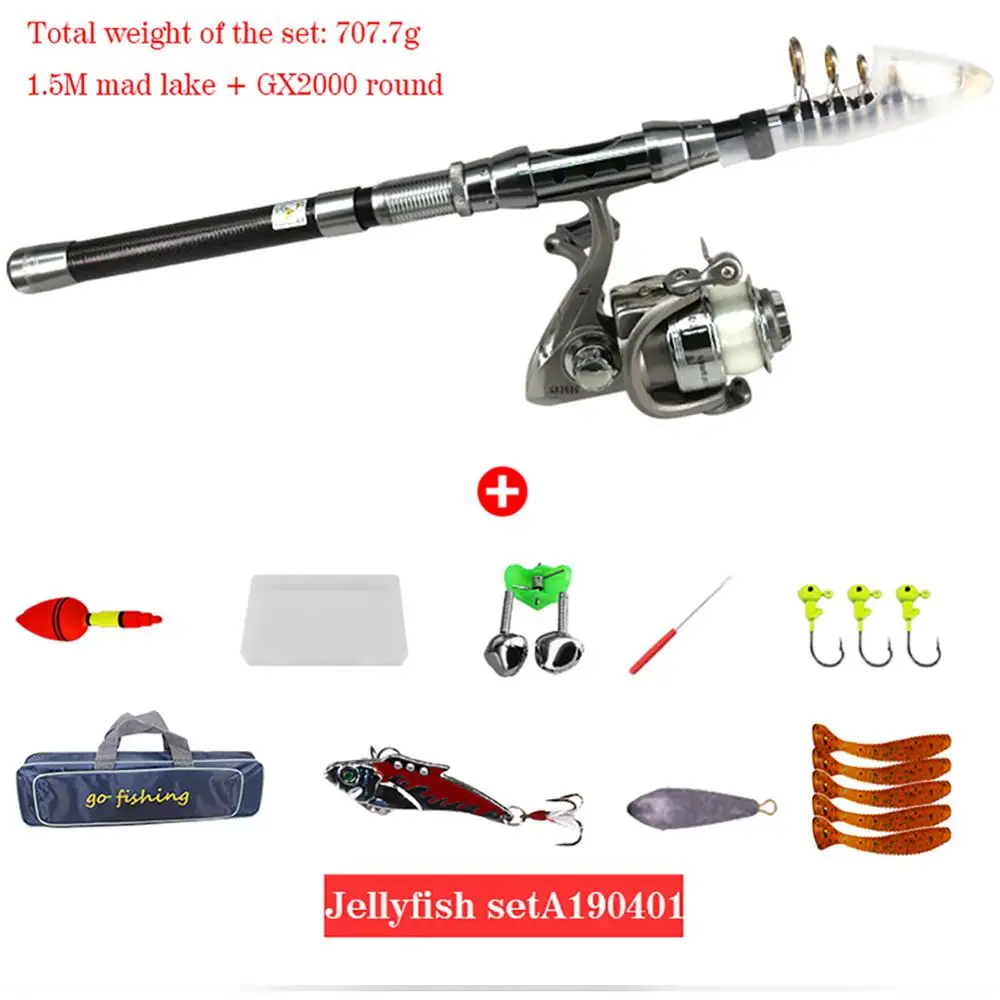 

DEUKIO 1.5m High Strength Fishing Rod + GX2000 Spinning Reel Fishing Kit Cast Boat Fishing
