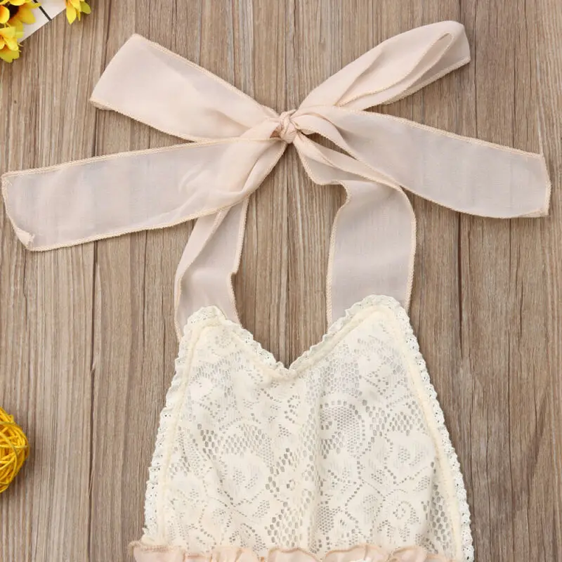 3-24M Newborn Baby Girl Lace Romper Dress Halter Romper Jumpsuit Outfits Clothes Summer Infant Baby Clothes