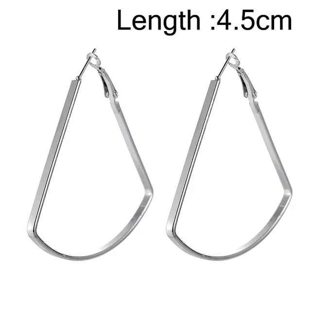 Индивидуальные простые металлические треугольные геометрические серьги, винтажные серьги-кольца для женщин, модные ювелирные аксессуары, подарок - Окраска металла: Silver 4.5cm