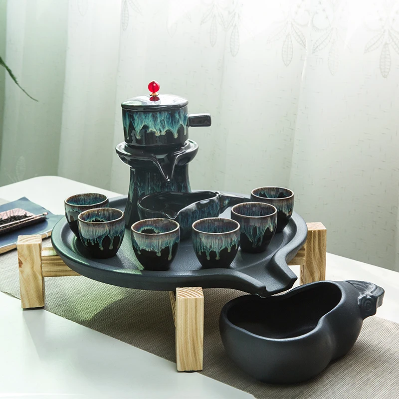 

Bandeja de té de arena púrpura para el hogar, almacenamiento de agua Simple, cerámica, mesa de té pequeña, bandeja de té