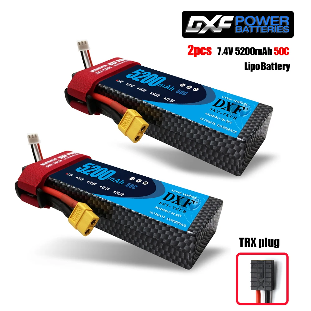 2 шт. DXF 7,4 В 3300 мАч 5200 мАч 6500 мАч Lipo аккумулятор жесткий чехол 2S 50C 60C 80C 1/10 1/8 весы для TRX Slash 4x4 RC автомобилей Жесткий Чехол - Цвет: 2PCS520050ChardTRX
