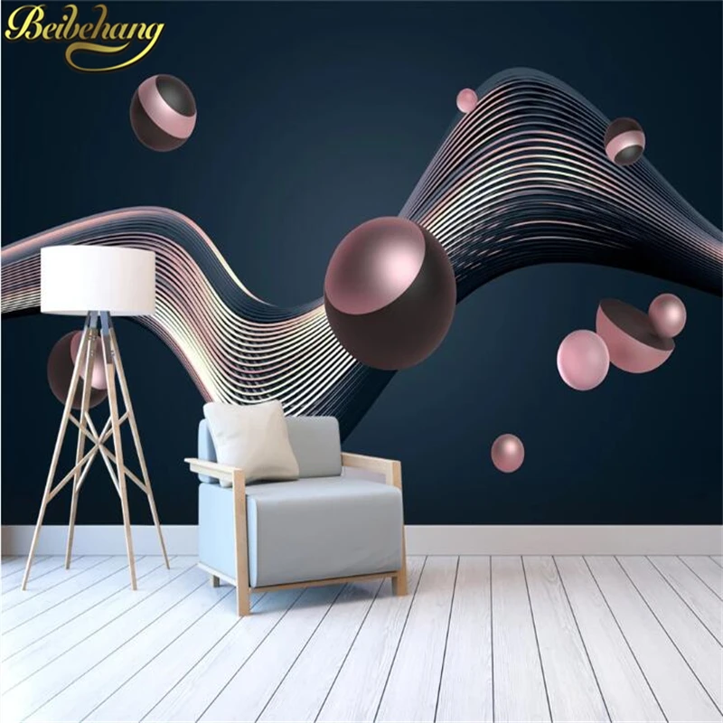Настенные 3d обои beibehang на заказ абстрактные металлические линии сфера для