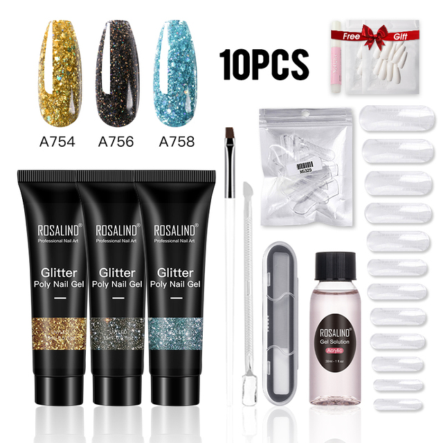 Poly Nail Gel Polish Kit Set For Nail Extension Builder Nail Gel Varnishes Poly Set For UV LED Manicure Base Top