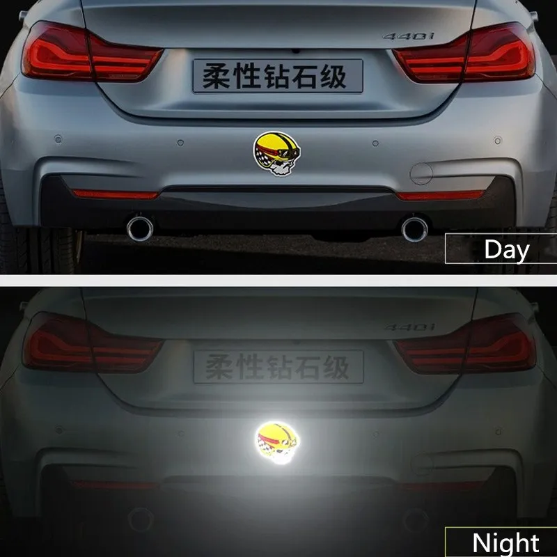 2 шт. шлем Череп Светоотражающие Стикеры для украшения автомобиля ночью Предупреждение клейкая лента хвост наклейка нуля модификации сделанные с 3 м