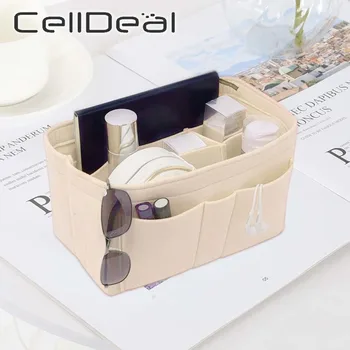 

Make Up Organizer Felt Insert Bag for Travel Purse Portable Cosmetic Bags Fit Various Big Bags Various Storage Pocket Outdoor