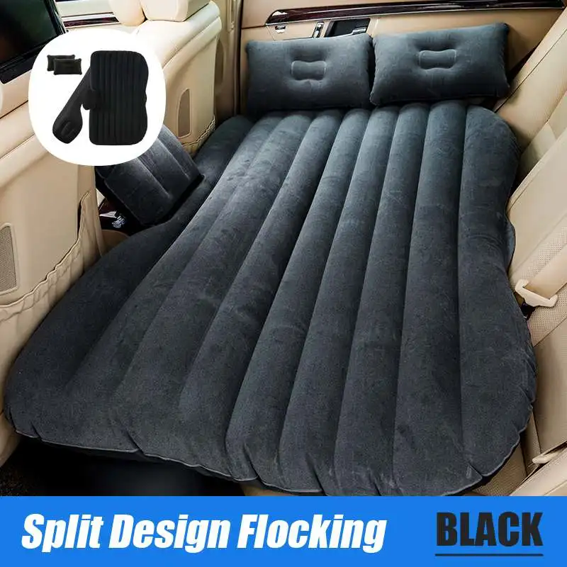 Inflatable Car Air Mattress Back Seat Air Bed Fits RV & Most Car Models 2 Patch & 12V Air-Pump Portable for Outdoor Travel Camping Black Provides 2 Air Pillows 