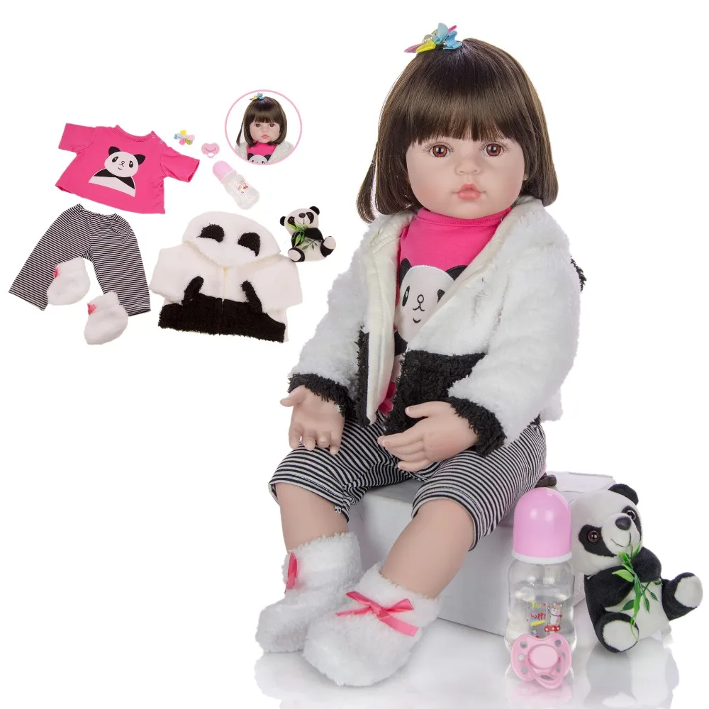 KEIUMI 24 дюйма Bebe Reborn для маленьких девочек кукла 60 см силиконовый мягкий реалистический принцесса платье куклы игрушки для детей на день рождения подарки на Рождество