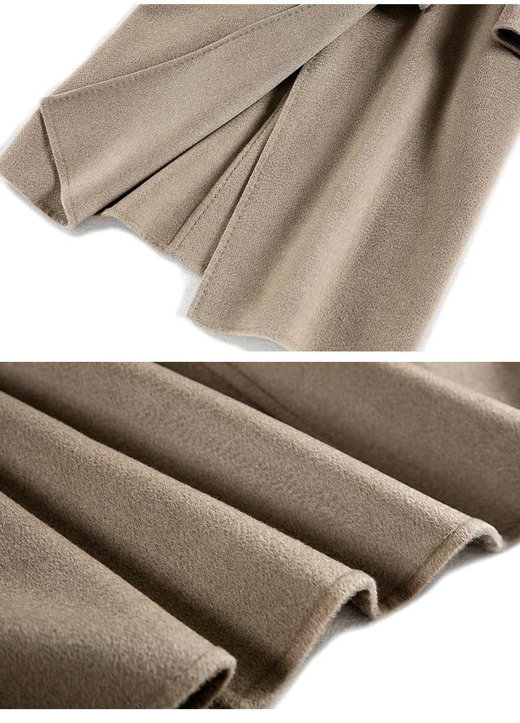 New style winter and autumn woolen overcoat oat color classic style female coats water ripple double-sided cashmere clothes