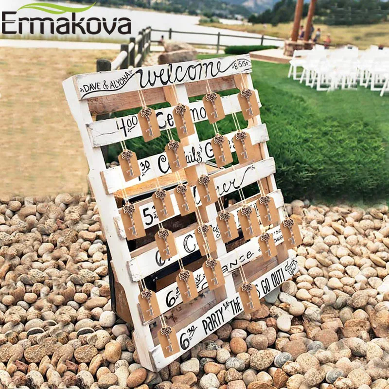 ERMAKOVA - 50 Pcs/Lot Retro Metal Skeleton Key Bottle Opener - DIY Wedding Favors and Gifts - Vintage Rustic Wedding Decorations image 2