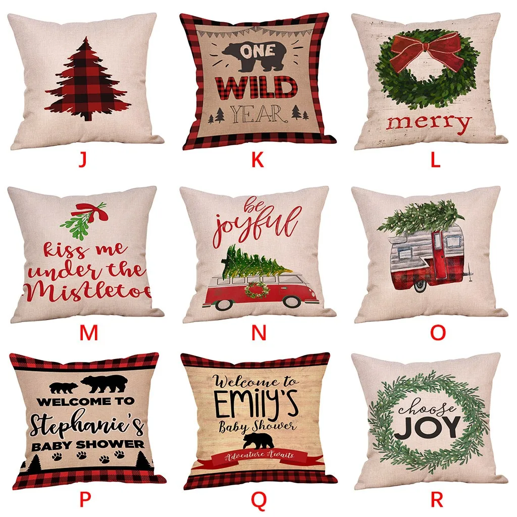 

2019 Merry Christmas sofa Mediterranean style pillow case Pillow Cases Cotton Linen Sofa Cushion Cover Home anime pillow #40