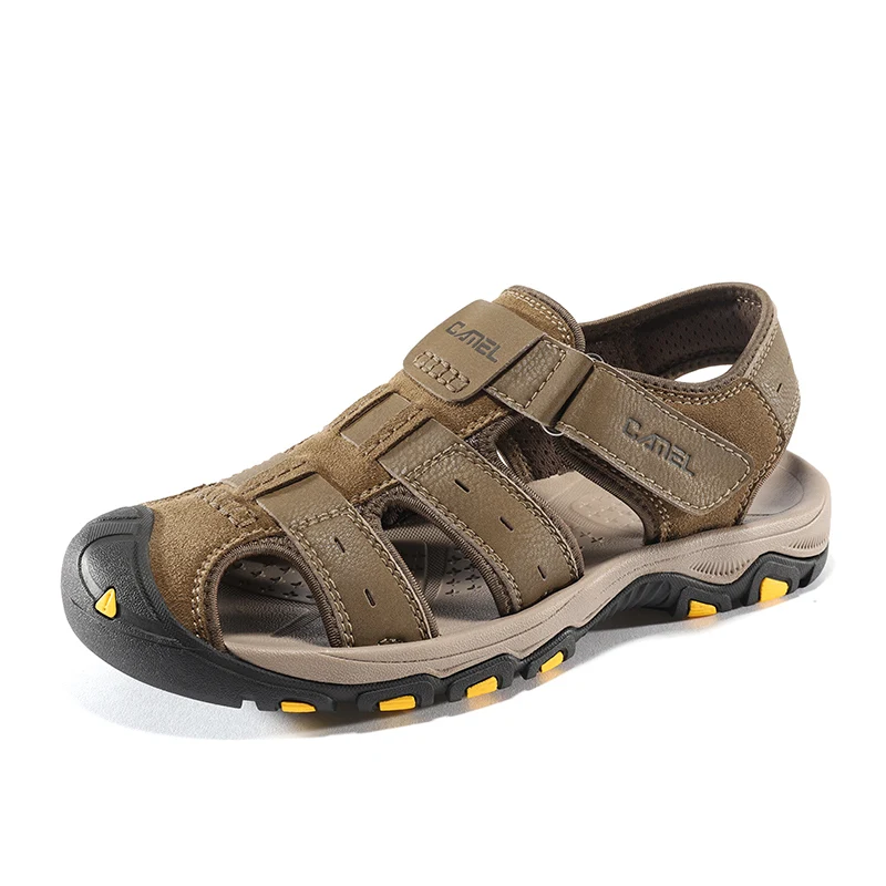 CAMEL CROWN Men's Leather Hiking Sandals - Adjustable Outdoor Sports Sandals For Water & Beach