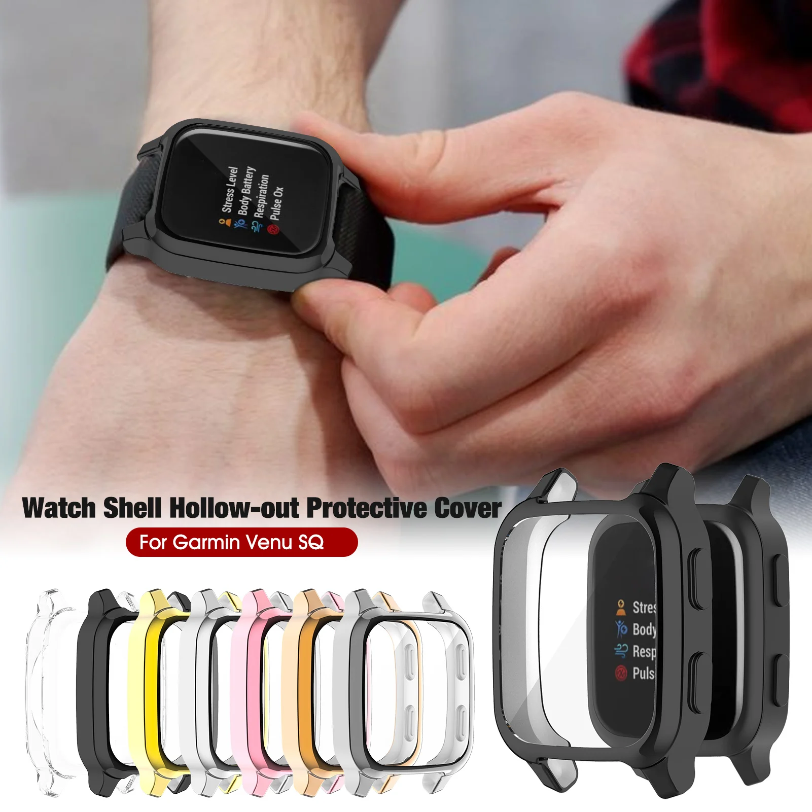 Screen Protective Smart Watch Case for Garmin Venu SQ Flexible Scratch Resistant TPU Cover Thin Replaceable Bumper Shell | Электроника