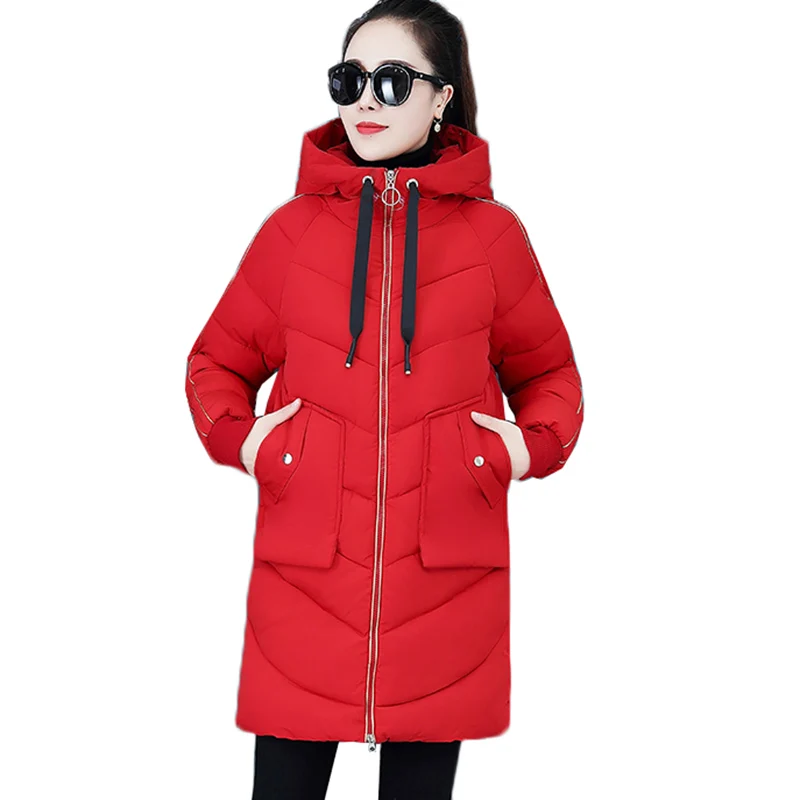 High Quality Winter Jacket Women Parker Thick Down Cotton Jacket Large Size Mid-Long Hooded Outerwear Women Warm Winter Coat