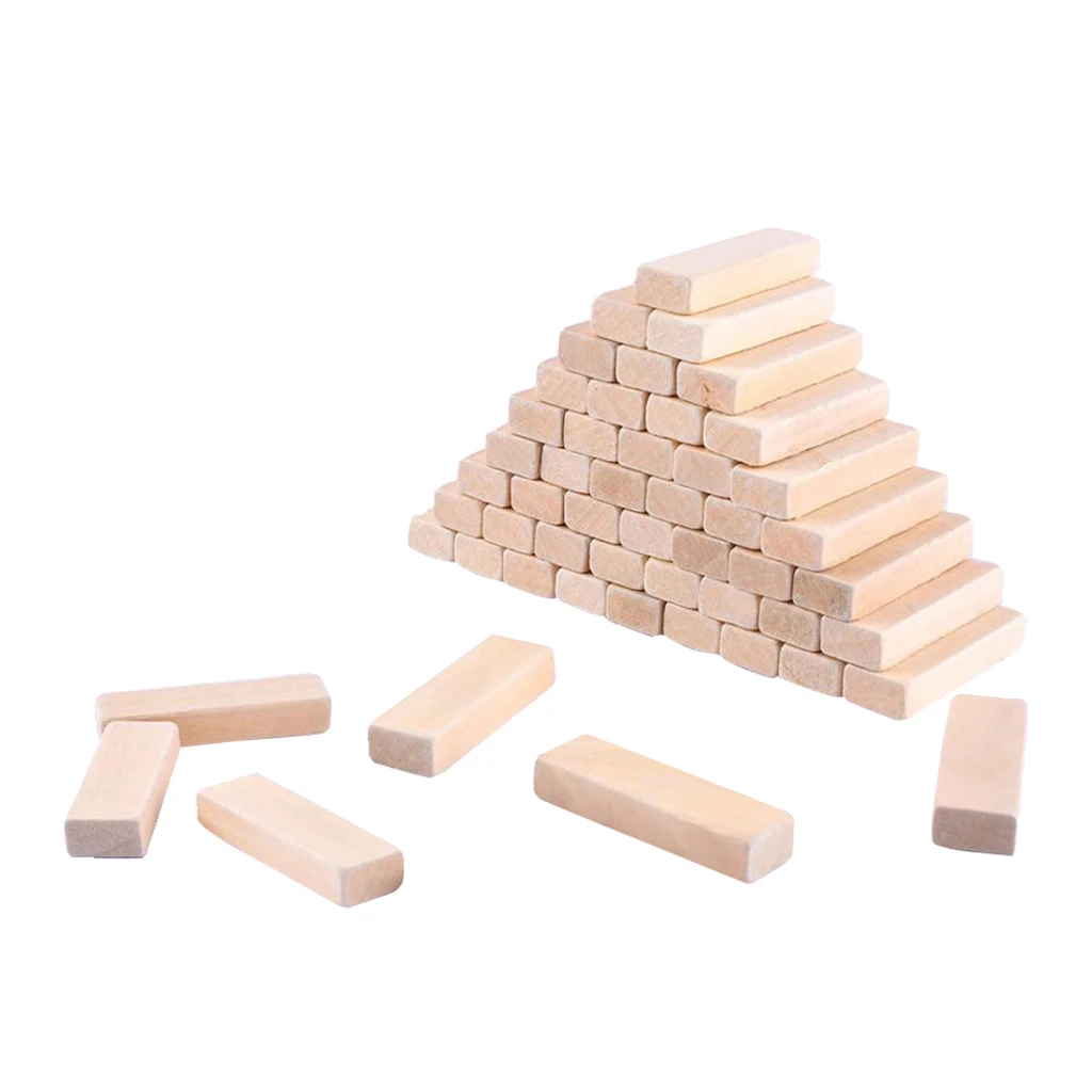 50pcs Wooden 2inch Wood Rectangle Blocks For Crafts & Diy Projects