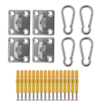 

4 Sets Suspended Ceiling Wall Mount U-Shaped Hooks Stainless Steel Heavy Duty Multi-Function Hammock Hammock Hook