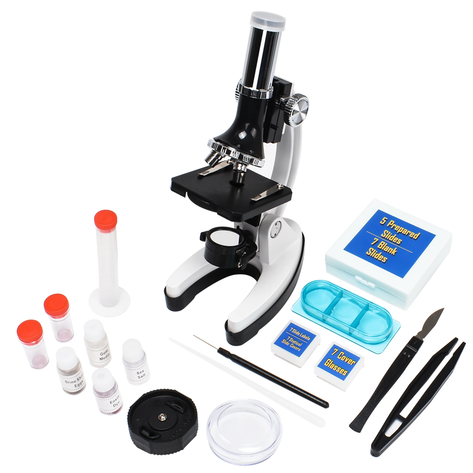 

Kids Beginner Microscope Set 1200X Magnifier Educational Science Lab Biological Kit School Supplies With LED Light Carrying Box