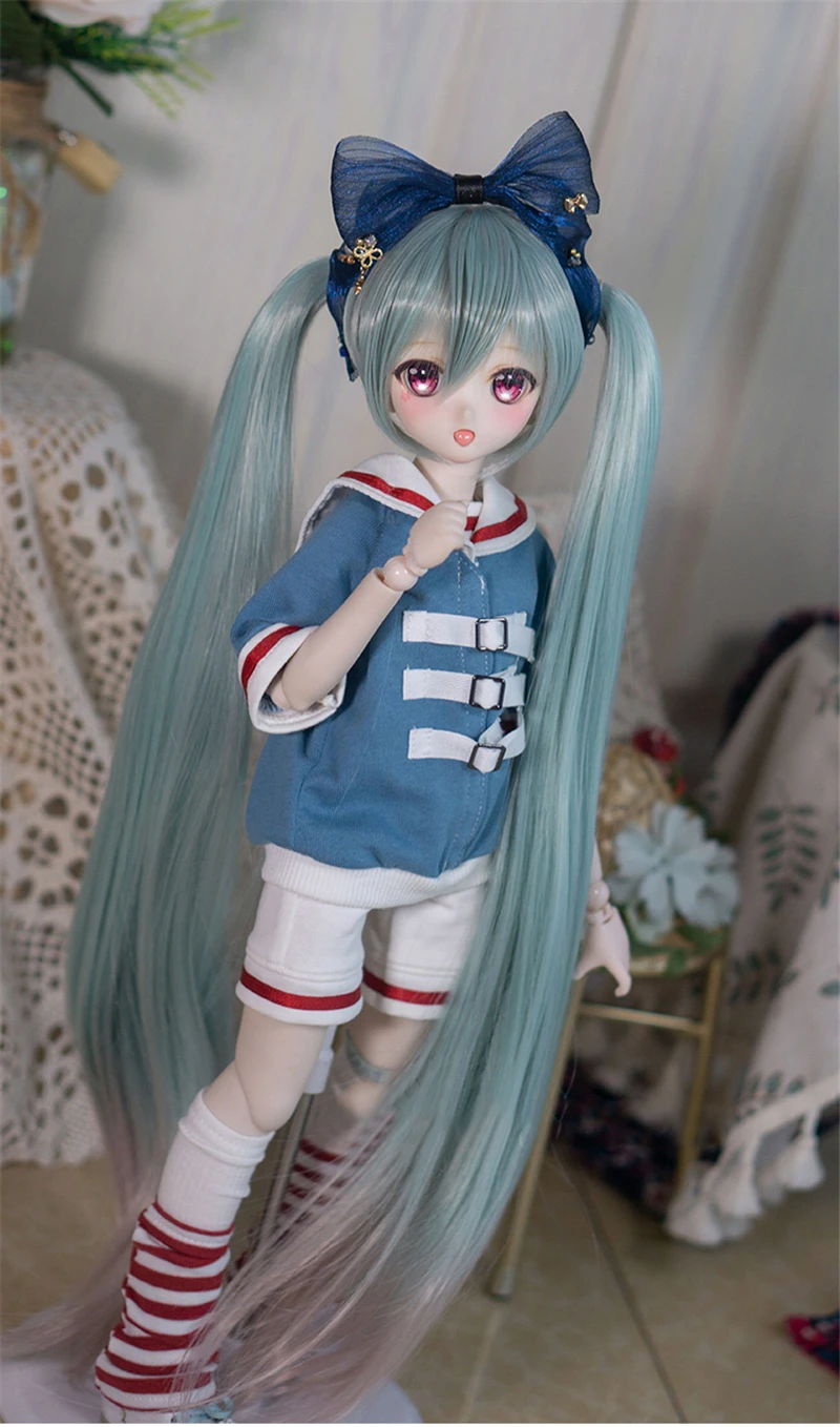 ダブルポニーテールウィッグ,1/3 bjd sd人形,コレクタブルドール
