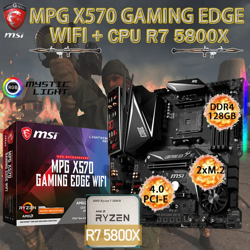 AMD Kit Ryzen 7 5800X Combo With MSI MPG X570 GAMING EDGE