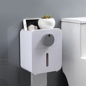 

1PCS Multifunction Wall Mount Toilet Paper Holder Shelf for Toilet Paper Tray Roll Paper Towel Holder Case Tube Storage Box Tray