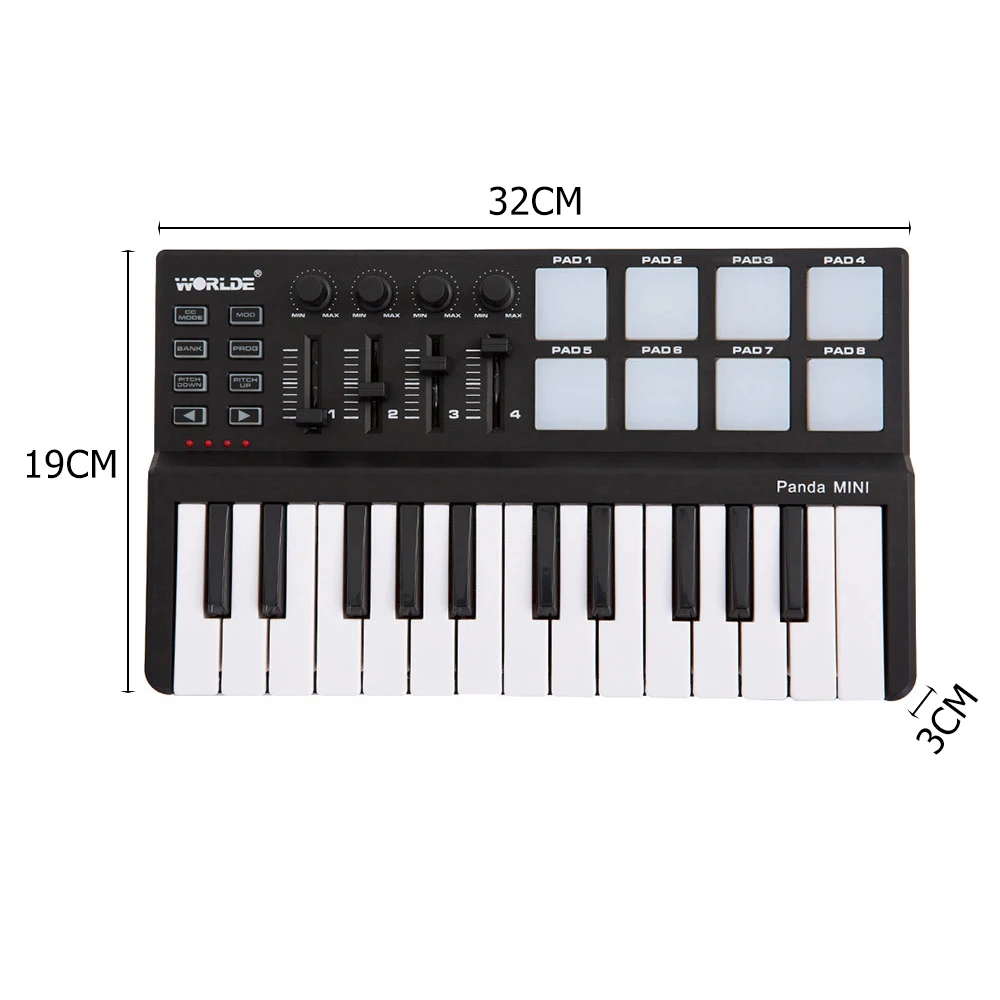 Hot Worlde Panda Midi Keyboard Midi Controller & Drum Pad