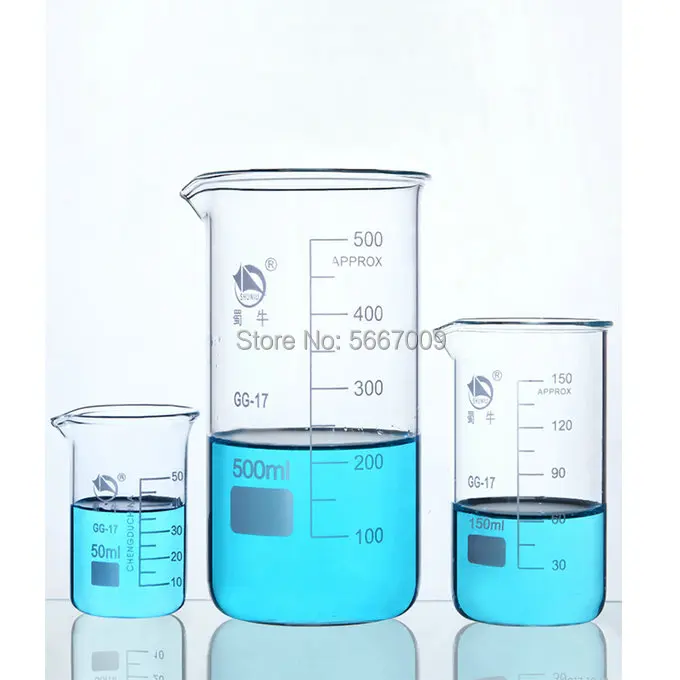 

1set (50ml, 150ml, 500ml) Borosilicate Graduated Glass Beaker in tall form glass measure cup Laboratory Equipment