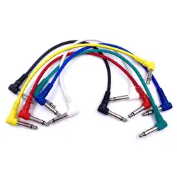 6 Pcs/Set Multi Color Plastic Guitar Patch Cables 6.35 Angled Plug Audio Cables For Effect Pedals