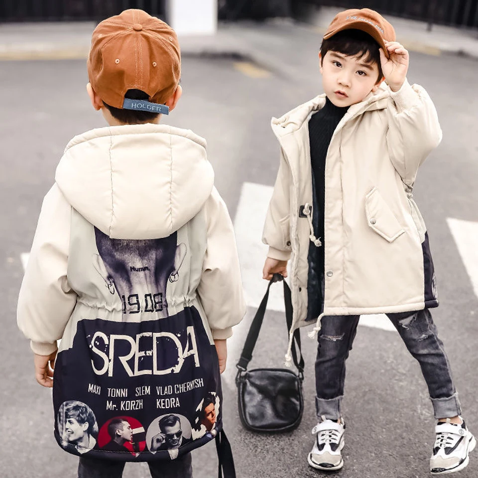 Новая зимняя одежда, теплое осенне-зимнее пальто для мальчиков 4, 5, 6, 9, 8, 10, 12 лет, толстая хлопковая куртка с ворсом