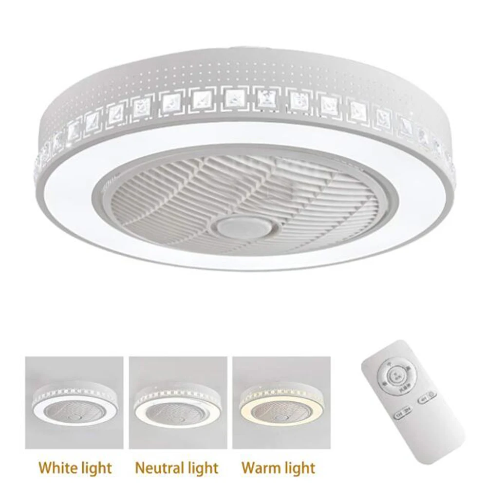 

55cm LED ceiling fan lamp fans with lights remote control room 2835 chip 36w three color change 2400lm lighting circular round