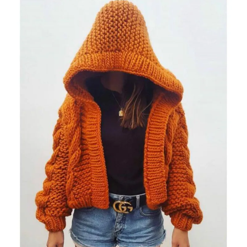 knitted hooded sweater