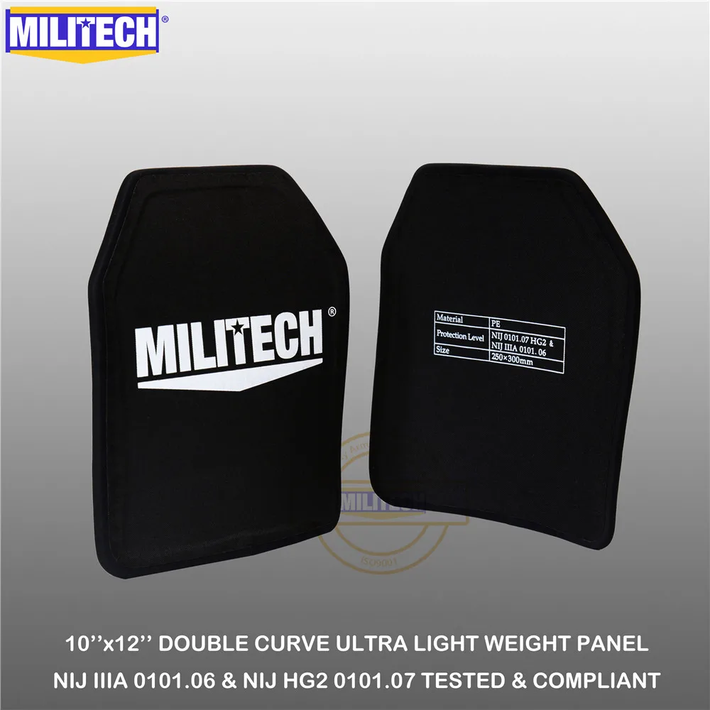 Mejor Compra MILITECH-placa balística de 10 "x 12", par de mochilas ultraligeras NIJ IIIA 3A 0101,06 y NIJ 0101,07 HG2, UHMWPE a prueba de balas qVG3MkOZ