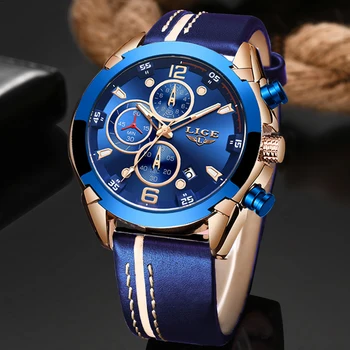 

Relojes Hombre 2020 New LIGE Fashion Mens Watches Brand Luxury Business Wrist Watch Men Casual Leather Waterproof Chronograph
