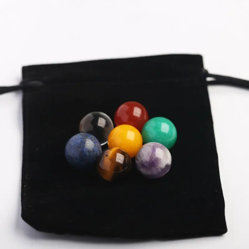 7 шт. натуральный чакра румяный камень Исцеление драгоценный камень минеральный кристалл бисера 16 мм украшение дома мяч