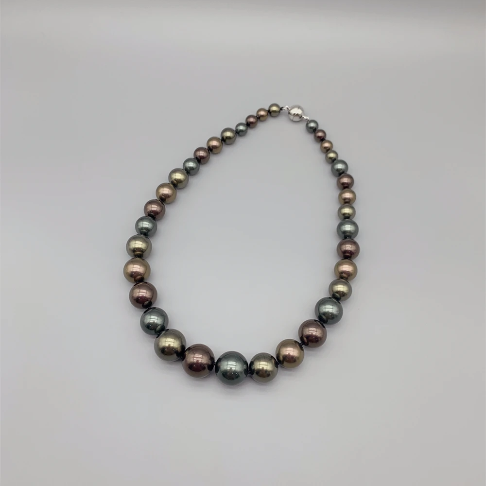 FoLisaUnique Gradual Sizes Shell Pearl Necklace For Women Gift Multicolor Elegant Choker Necklace Single Strand Mother of Pearl