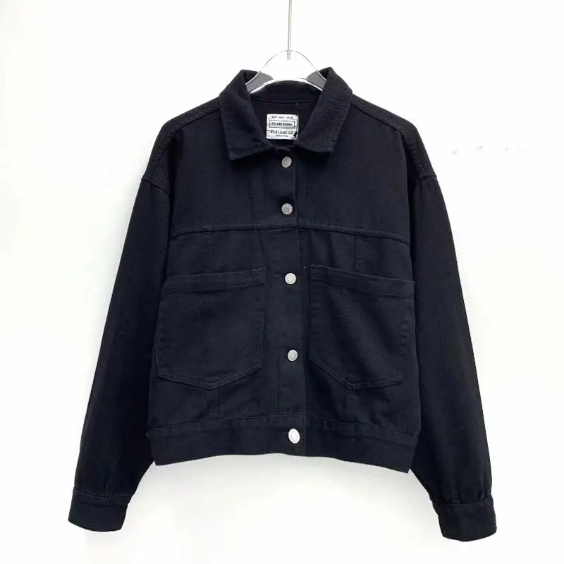 navy jean jacket Vinatge джинсовая куртка Женская harajuku синяя джинсовая куртка уличная зеленая Женская Куртка розовая ветровка осень - Цвет: navy jean jacket