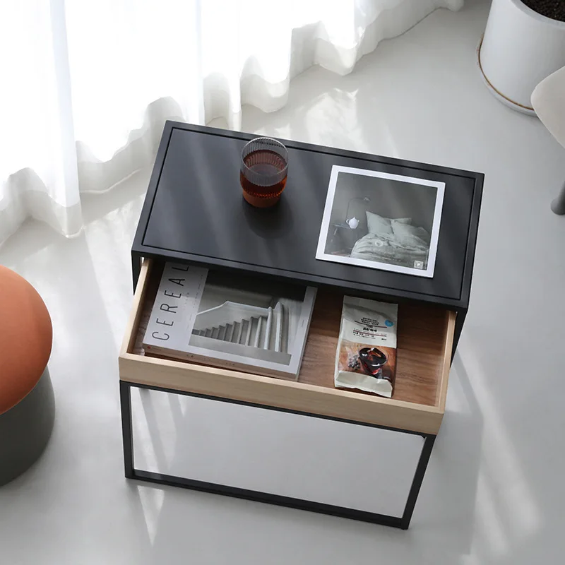 

Nordic Rectangle Side Table for Small Apartment Living Room Sofa Coffee Tables Simple Modern Home Furniture Storage Drawer Table