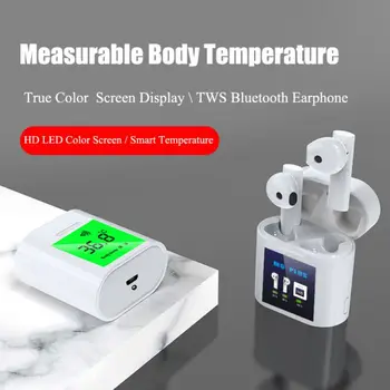 

2 in 1 Wireless Bluetooth 5.0 TWS Earphones With Real-time Temperature Measuring Led Display Mini Sports Headset