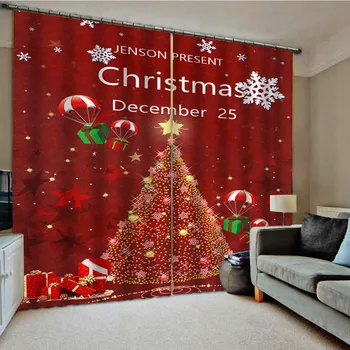 

Christmas Window Blackout Curtains Noise Reducing Curtain Drapes for Bedroom Grommet Drapes Living Room Dining Room Glass Door