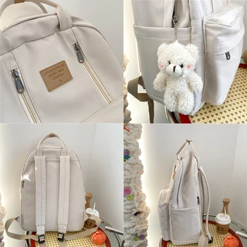 Multifunction Double Zipper Women Backpack Teenager Girls Laptop Backpack Student Shoulder Bag Korean Style Schoolbag 5