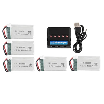 

3.7V 1200MAh with Charger Units for SYMA X5 X5C X5SC X5SH X5SW M18 H5P Drone Quodcopter Spare Lipo Battey Parts 3.7 V,5Pcs