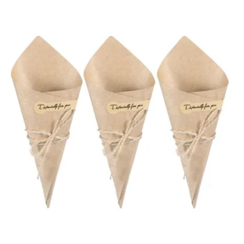 

100Pcs Novel Creative DIY Kraft Paper Cones Candy Boxes Flower Holder Kraft Paper for Wedding Party Gifts Crafting